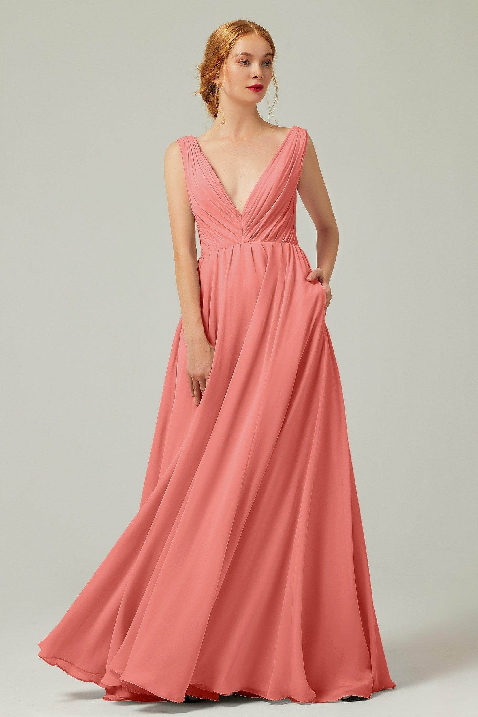 A-Line Floor Length Chiffon Bridesmaid Dress CB0245 - COCOMELODY